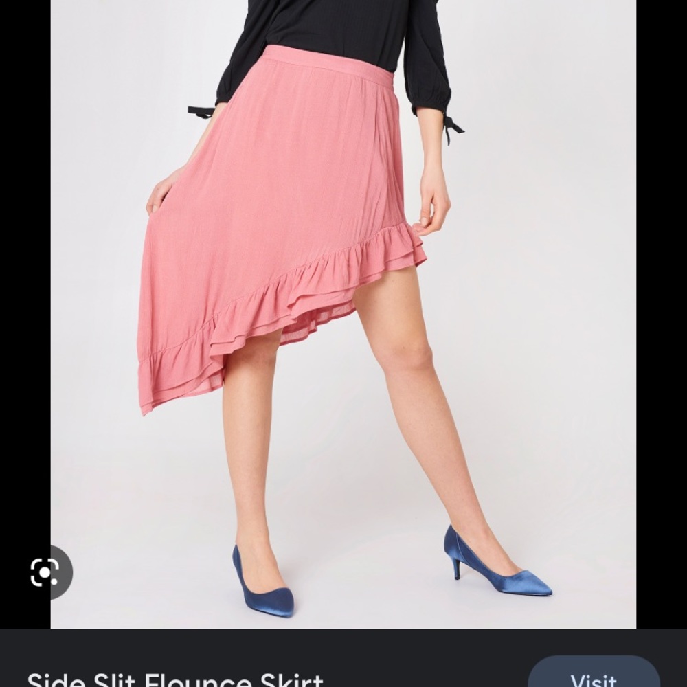 Pink flounce skirt asymmetrical XS